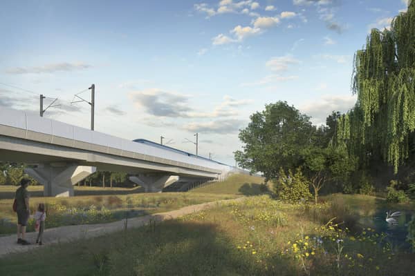 Balsall Common Viaduct Artists Impression, CGI. Image courtesy of HS2.