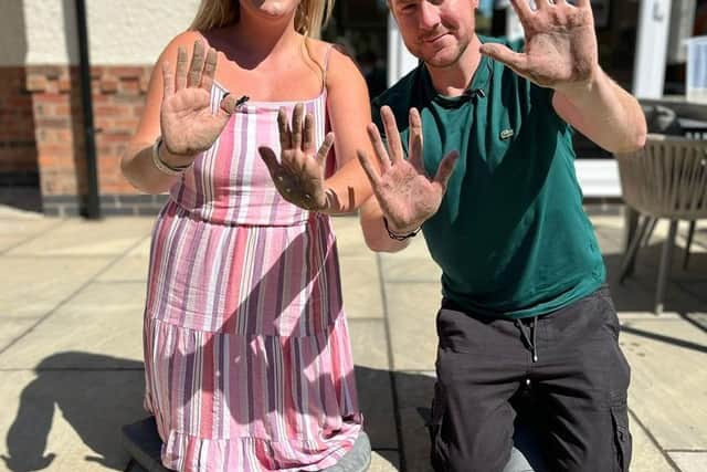 JD and Roisin from Free Radio (Coventry and Warwickshire), left their handprints.
