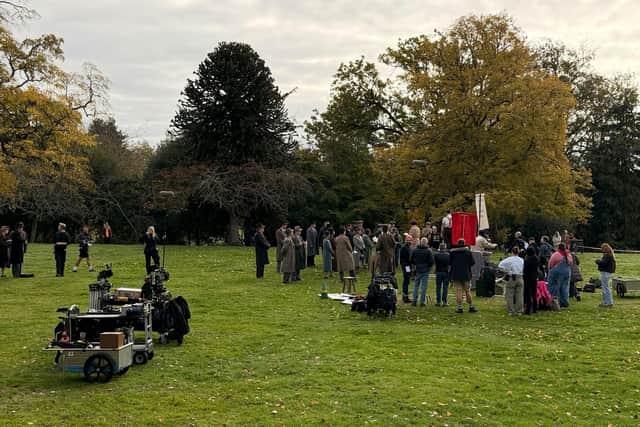 Film crews in Jephson Gardens in Leamington. Photo supplied