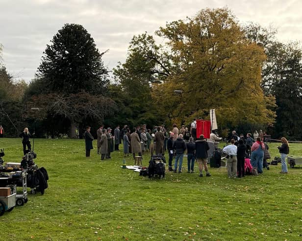 Film crews in Jephson Gardens in Leamington. Photo supplied