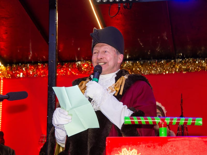 Warwick town centre, hosted the annual Victorian Evening, with a variety of stalls and attractions and also included the Christmas lights switch on. Pictured: The Mayor of Warwick Cllr David Skinner.