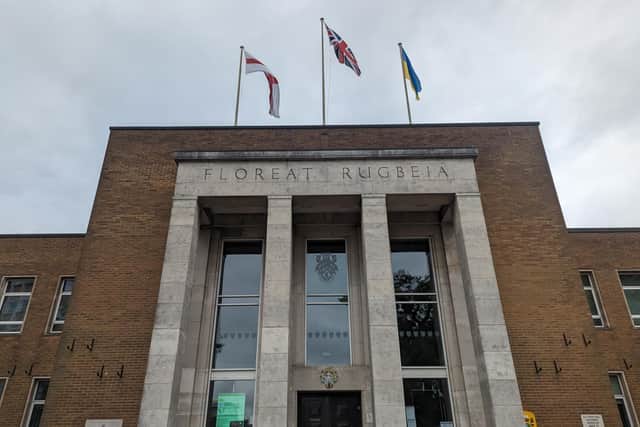 Rugby Town Hall, which is home to Rugby Borough Council.