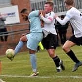 Jordan Wilson continued his scoring run with two more goals as Rugby Town hit six at Bugbrooke. Pictures by Martin Pulley