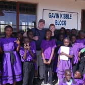 Gavin and Viv Kibble with some of the students at the new Gavin Kibble Block in Zambia. Photo supplied