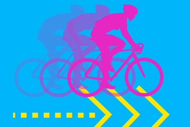 Spectators are being encouraged to use public transport or active travel, such as cycling, to get to and from Warwick during the road race this weekend. Graphic supplied by Warwickshire County Council