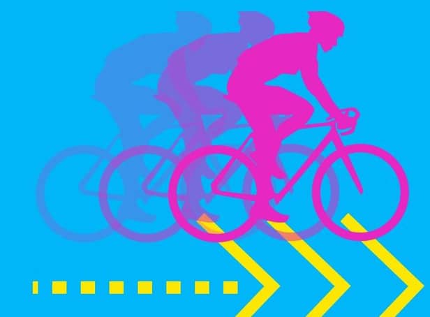 Spectators are being encouraged to use public transport or active travel, such as cycling, to get to and from Warwick during the road race this weekend. Graphic supplied by Warwickshire County Council