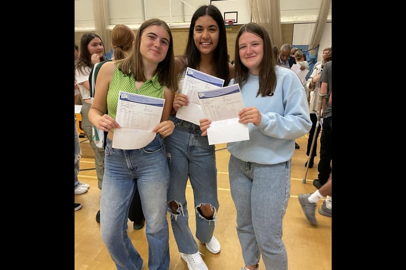 Some of the happy pupils at Kenilworth School after opening their results. Photo by Kenilworth School