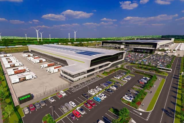 What the huge new M&S national distribution centre is expected to look like.
