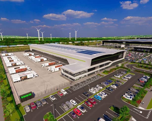 What the huge new M&S national distribution centre is expected to look like.