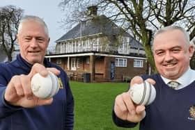 Warwickshire's Gavin Larsen (left) and Rugby School's Michael Powell (PIcture courtesy of Warwickshire CCC)