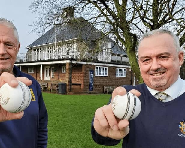 Warwickshire's Gavin Larsen (left) and Rugby School's Michael Powell (PIcture courtesy of Warwickshire CCC)