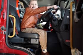 Connor's enjoys his visit to Rugby Fire Station.