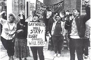 A Rugby Advertiser photo from the time of the original protests against Rugby Borough Council in 1984.