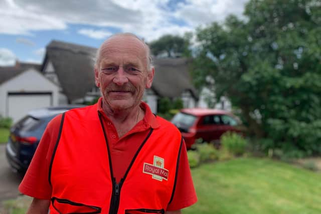 Postman Joe Trevorrow has retired after making deliveries around the streets of Warwickshire for 44 years. Picture supplied.