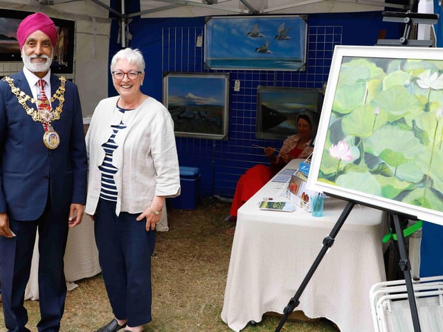 The Mayor of Warwick, Cllr Parminder Singh Birdi, at one of the craft stalls. Photo supplied