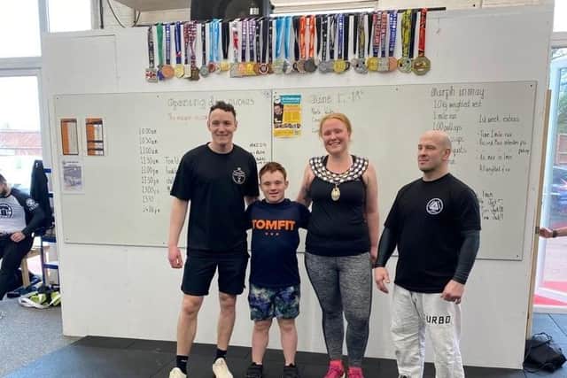 Left to right: Jack Hill head CrossFit Coach, Coach Tom, The Mayor of Kenilworth, Cllr Samantha Louden-Cooke and head martials arts coach Steve. Photo supplied
