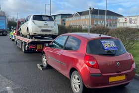 Uninsured vehicles being seized by the police. Picture courtesy of Warwickshire Police.