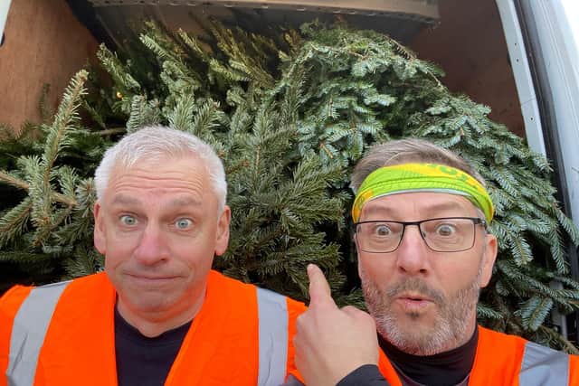 Coventry and Warwickshire’s Charity Christmas Tree Collection has announced its collection dates for 2024, celebrating its fifth year of shredding trees and raising funds. Picture shows volunteers Dean and Peter during a previous collection. Photo supplied