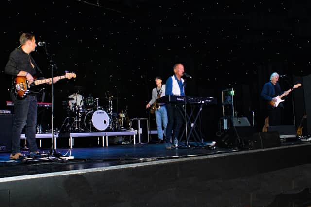 The band on stage in Rugby.