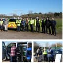 Pictured: Officers from Warwick District Council, Warwickshire Police, the Driver and Vehicle Standards Agency and mechanics from a local garage, taking part in the inspection process. Photos supplied by Warwick District Council.