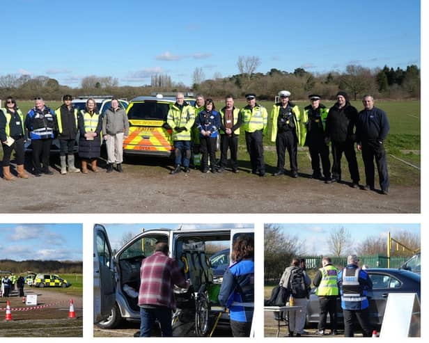Pictured: Officers from Warwick District Council, Warwickshire Police, the Driver and Vehicle Standards Agency and mechanics from a local garage, taking part in the inspection process. Photos supplied by Warwick District Council.