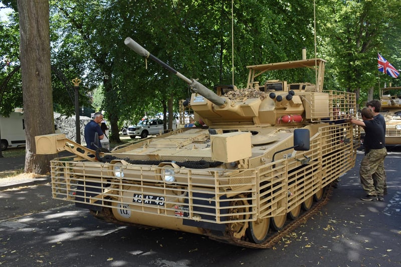 A Challenger 1 tank plus a Scimitar 1, Scimitar 2 and Scorpion tank were parked on Dormer Place during the event.