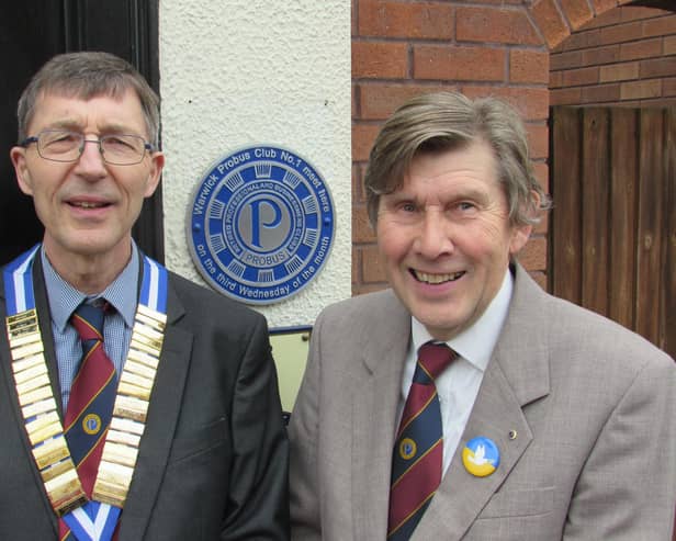 The new chairman Andrew Cooper (left) with former chairman Andy Syson outside The Old Fourpenny Shop Hotel in Crompton Street in Warwick. Photo supplied