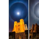 These remarkable images of the lunar halo appearing above Kenilworth Castle on Saturday night (November 25) were captured by English Heritage volunteer Richard Earp. Credit: Richard Earp (richardephoto.com)