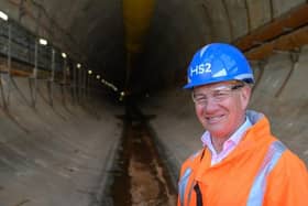 Michael Portillo visits HS2s Long Itchington Wood tunnel site for Great British Railway Journeys. Picture courtesy of HS2.