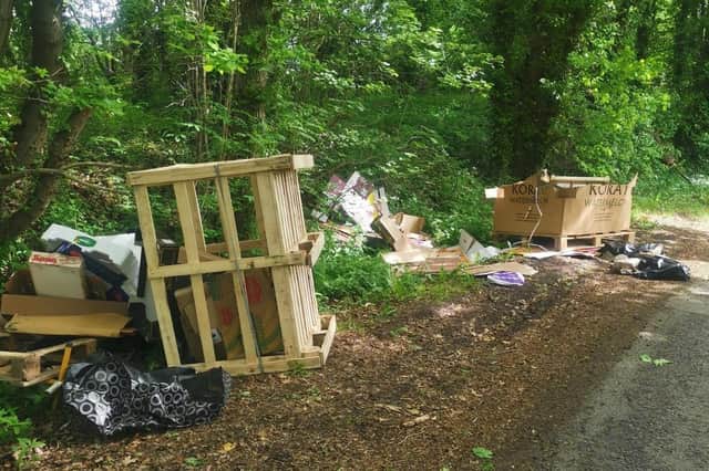 The extensive flytipping was found by police while out on patrol and heading towards Arley. Photo: Warwickshire Police.