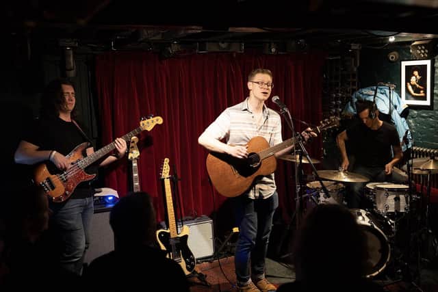 Blues guitarist Greg Brice launched his debut album with a live performance in Leamington. Also pictured are Jack Thomas (bass) and Aron Attwood (drums).
Photo: Chris Roberts/WiderView Visual Media.