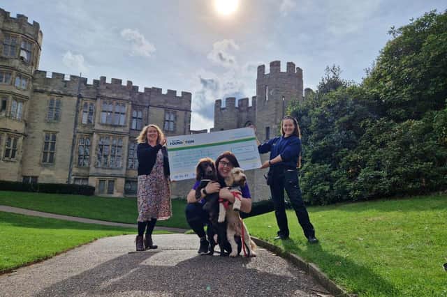 Alex's challenge last year raised £997.50 and Morrisons matched funded her fundraising which meant Evelyn's Gift received £1,995. In October, Helen met up with Alex, Archie and Chester at Warwick Castle so a cheque could be presented with last year's efforts. Photo supplied