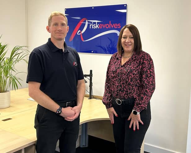 Ex-soldier Phillip Davies and Risk Evolves Managing Director Helen Barge.