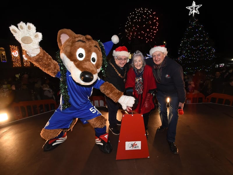From left, Filbert Fox, Lutterworth Mayor Rob Coleman and consort Valerie Ridley and Barry Badger of HFM Radio.