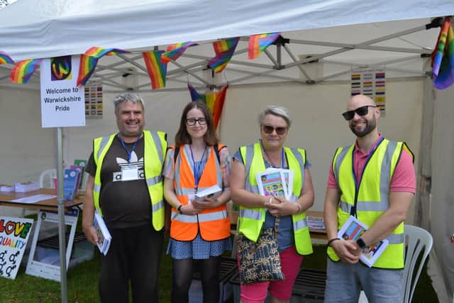 The community rallied together at the weekend to help get the Warwickshire Pride site in Leamington ready after vandals tore down flags and decorations. Photo by Leanne Taylor