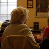 Older people at a charity tea party in London.