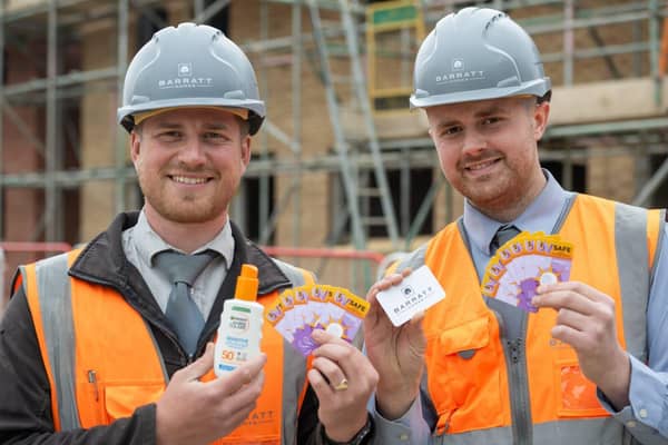 Matt Creed (Site Manager) and George Fisher (Assistant SM) with the UV gauge cards