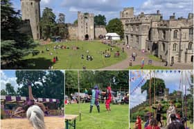 Warwick Castle has unveils its dramatic new Midsummer Carnival - complete with horse riding stunts, Elizabethan pageantry and fighting knights. Photo by Kirstie Smith