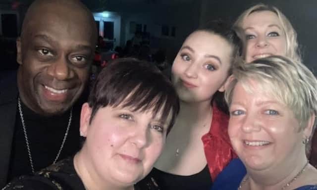 Karen with choir co-owners Howard and Gemma Francis and daughter Evie, and her friend Julie.