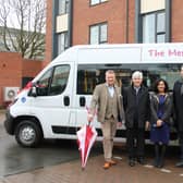 Left to right shows: Ed Russell and Adrian Levett from WCS pictured with Dr Neha Sharma, Terry Morris and Clive Mason from The Charity of Thomas Oken and Nicholas Eyffler. Photo supplied