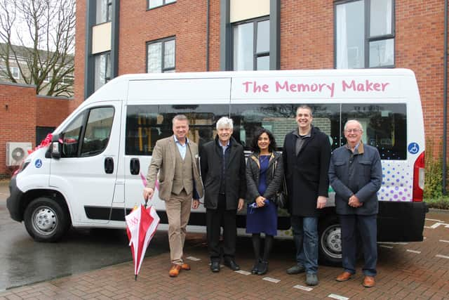 Left to right shows: Ed Russell and Adrian Levett from WCS pictured with Dr Neha Sharma, Terry Morris and Clive Mason from The Charity of Thomas Oken and Nicholas Eyffler. Photo supplied