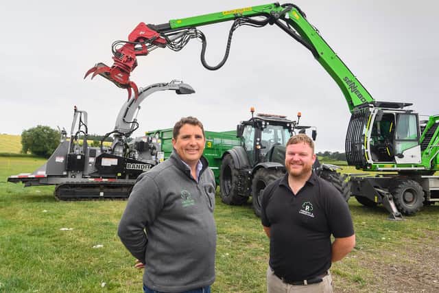 PB Forestry and Landscaping Managing Director Philip Bett with Senior Operative Terry Boneham and the new machinery