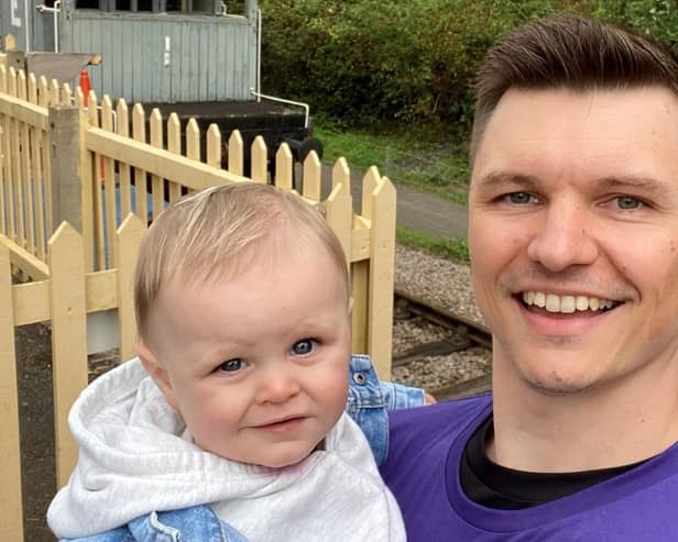 Sam Smith with his son Teddy. Picture supplied.
