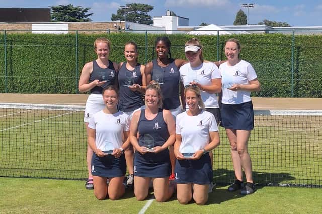 The winning Warwickshire ladies' lineup: L to R top row: Lizzie Massie, Lois Porter, Holly Reid, Marina Beckinsale, Lucie Butler. Bottom row: Mary Hoggard, Giorgie Jones, captain Lianne Candappa