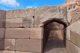 Musket ball impact marks on the outside wall of Coleshill gatehouse
