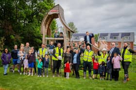 Warwick District Council's Cllr Wightman and April Knapp join the Stoneleigh View community and Vistry team to celebrate playground opening. Photo supplied