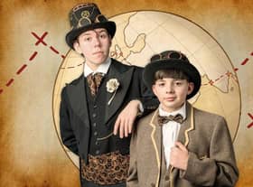 'The whole cast gained in confidence as the performance progressed': Oliver Mason as Phileas Fogg and Orestis Kallipolitis as Passepartout