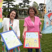 Stephanie Kerr of BID Leamington and artist Amelia Renfrew promote the forthcoming Right Royal Picnic event taking place at The Pump Room Gardens on June 4.