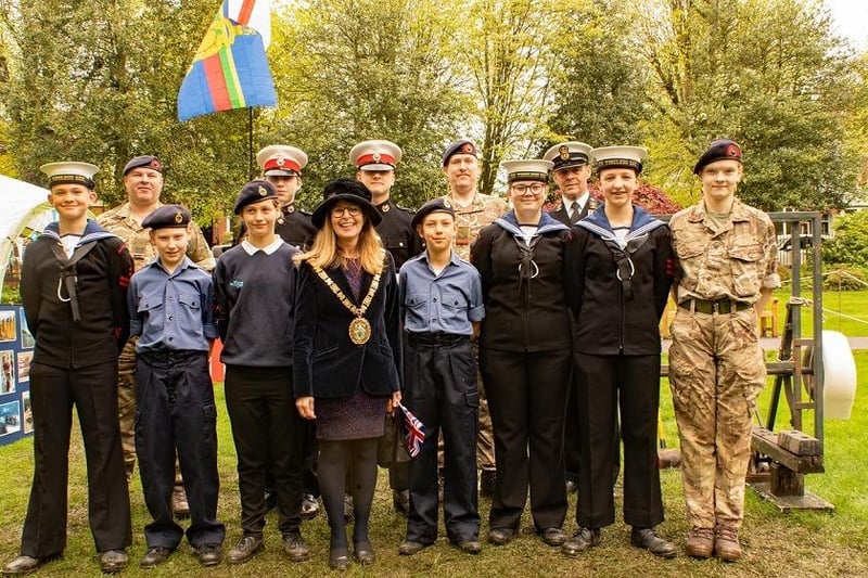 The Mayor with Royal Navy cadets.