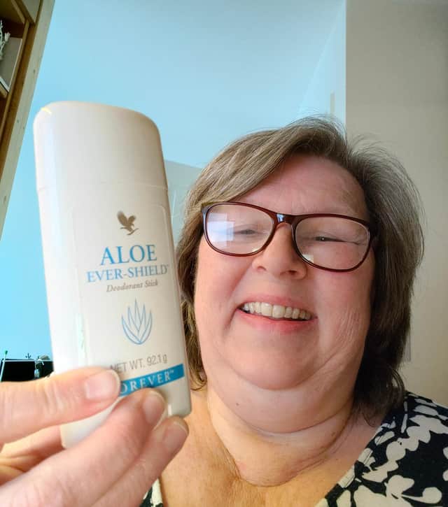 Marie with one of her products.
